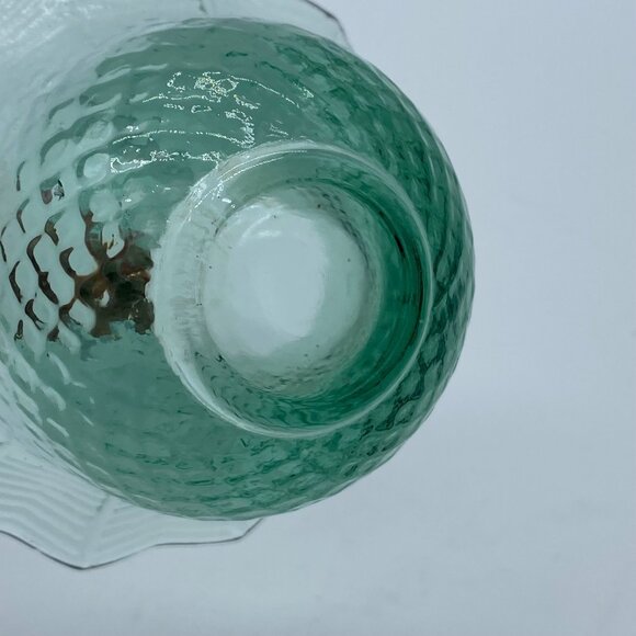 Recycled Green Textured Glass Candle Holder With Scalloped Rim - Picture 5 of 8